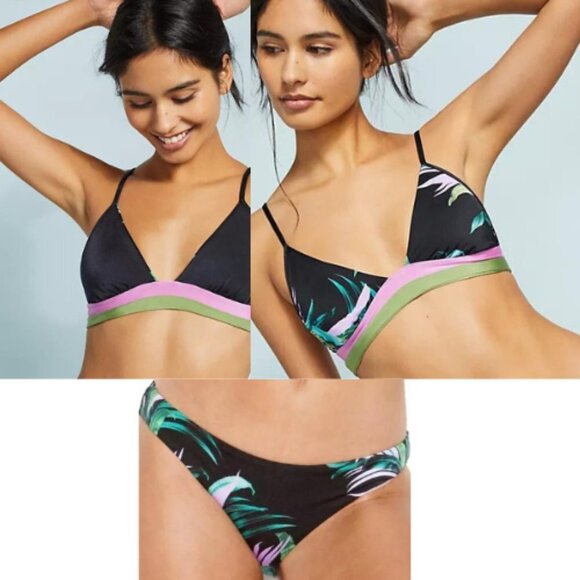 New SET Seafolly Las Palmas Reversible Bikini Top With Bottoms nwot 28509 - Picture 1 of 9